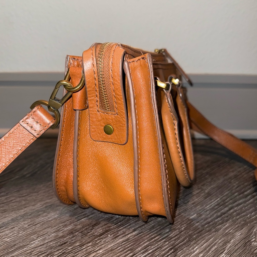 Fossil Ryder Leather Mini Satchel in a cognac tan color - Picture 5 of 6